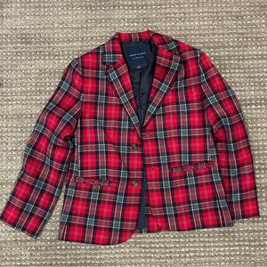 Boys Red Plaid Blazer- sz8